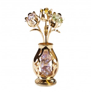 CRYSTOCRAFT Figurine Tulips in Crystal Vase